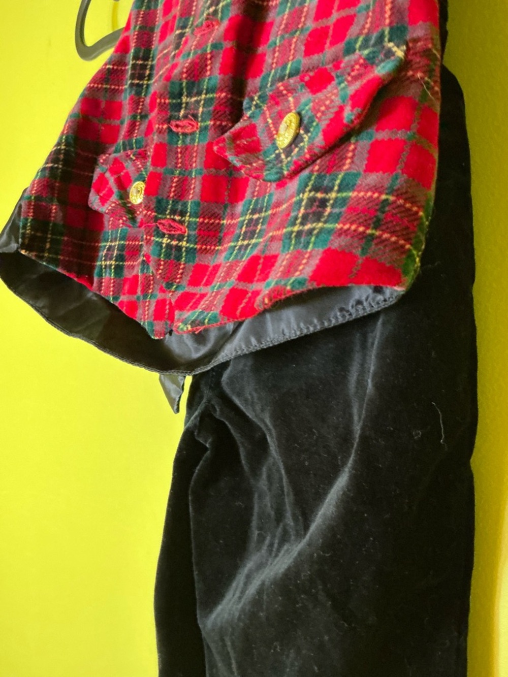 Vintage Red Plaid Vest and Black Pants Holiday Set - Picture 3 of 7